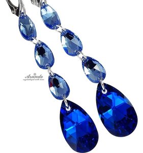 CRYSTALS EARRINGS PENDANT *BLUE COMET GLOSS* STERLING SILVER