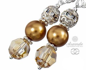 Kryształy Piękne Kolczyki CRYSTAL GOLDEN Srebro