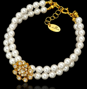 Kryształy Perły Piękna Bransoletka Crystal Flow Gold Złote Srebro