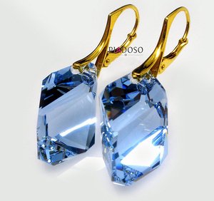 PROMOCJA Kryształy piękne kolczyki Sapphire ZŁOTE SREBRO