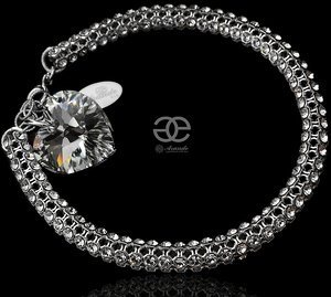 BRACELET CRYSTALS CRYSTALS *CRYSTALLIZED COMET HEART* SILVER CERTIFICATE