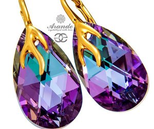 CRYSTALS DECORATIVE EARRINGS VITRAIL GOLD PLATED SILVER