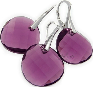Kryształy Kolczyki+Wisiorek Amethyst Twist Srebro
