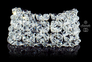 Kryształy Przepiękna Szeroka Bransoletka Ślubna Crystal Helix Srebro