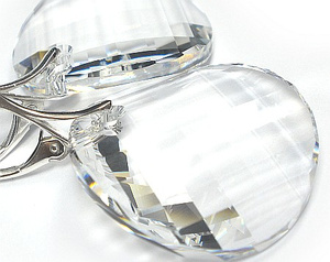 Kryształy Piękny Duży Komplet Srebro Crystal 28mm