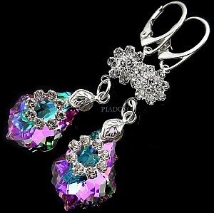 CRYSTALS *VITRAIL ORCHIDEA* EARRINGS+PENDANT STERLING SILVER CERTIFICATE