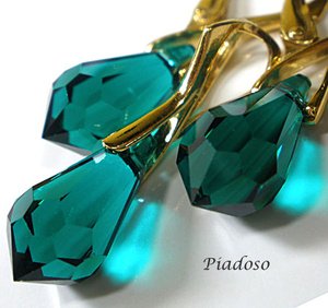 Kryształy Komplet Emerald Złote Srebro Certyfikat