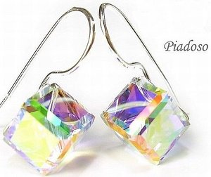 CRYSTALS CRYSTALS SET AURORA BEAUTIFUL EARRINGS+PENDANT STERLING SILVER