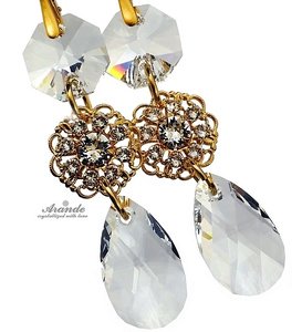 Kryształy PIĘKNE KOLCZYKI CRYSTAL FEEL GOLD
