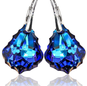 UNIQUE EARRINGS CRYSTALS CRYSTALS *AQUAMARINE AB* STERLING SILVER (1) (1) (1)